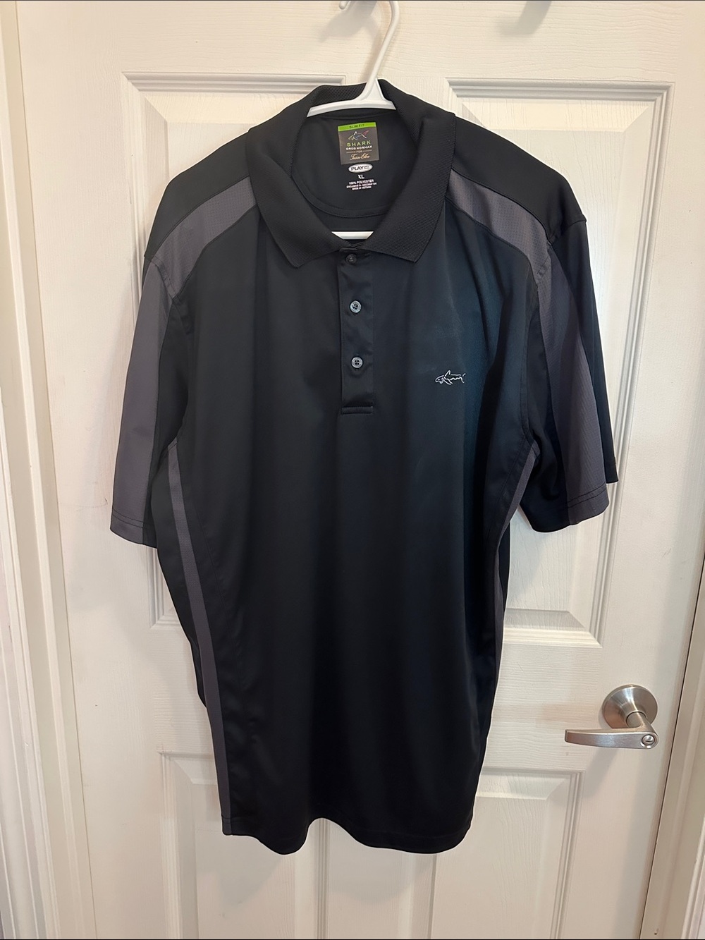 Greg Norman Collection Black Polo with Gray Panels